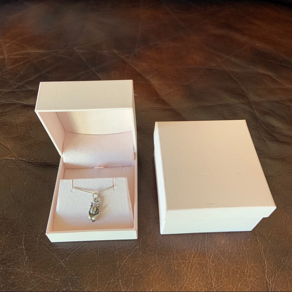 Sterling Silver Sign Language I Love You Necklace